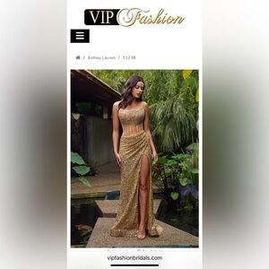 Elegant Gold Sequin Wedding Dress